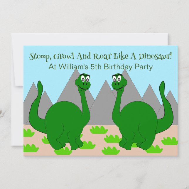 Dinosaur Design Children's Birthday Party Invitation (Front)