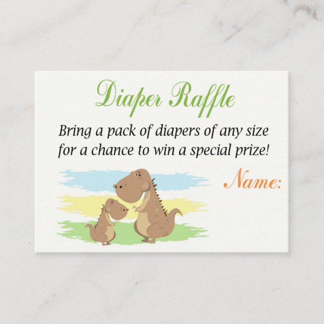 Dinosaur Diaper Raffle Tickets (Front)