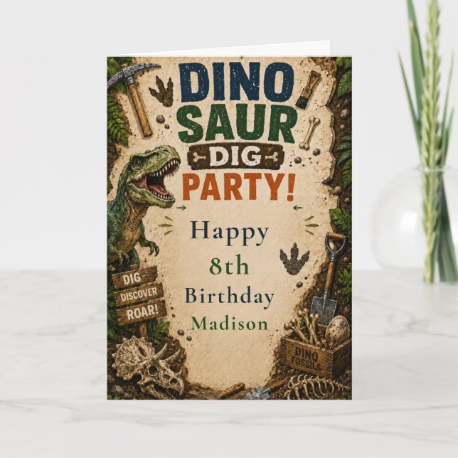 Dinosaur Dig Birthday Card (Front)