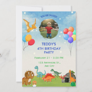 Dinosaur dig Dino Birthday Invitations 