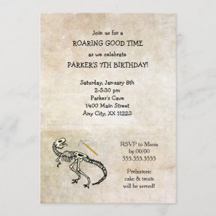 Dinosaur Dig Fossil Birthday Party Invites