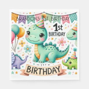 Dinosaur Dino 1st Birthday Party  Napkin