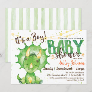 Dinosaur, Dino Baby Shower Green invitation