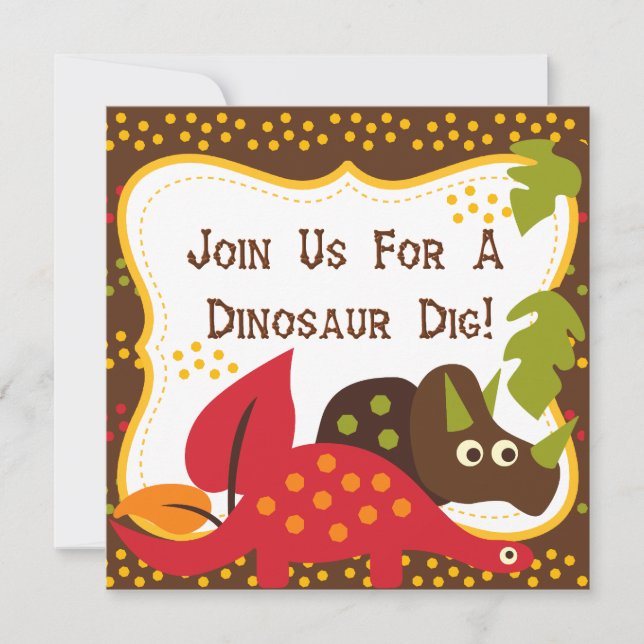 Dinosaur Dino Dig Birthday Invitations (Front)