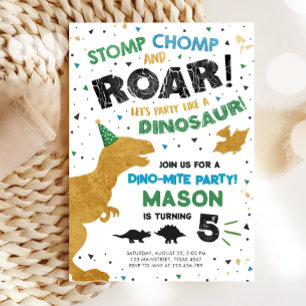 Dinosaur Dino Dig Boy T-Rex Birthday Party Invitation