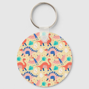 Dinosaur Dino Eggs Brontosaurus Pattern Key Ring