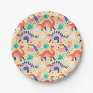 Dinosaur Dino Eggs Brontosaurus Pattern Paper Plate