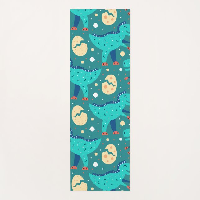 Dinosaur Dino Eggs T-Rex Pattern Yoga Mat (Front)