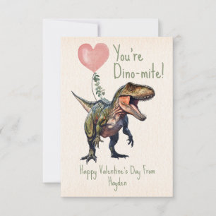 Dinosaur Dino-mite Classroom Valentine Photo Card