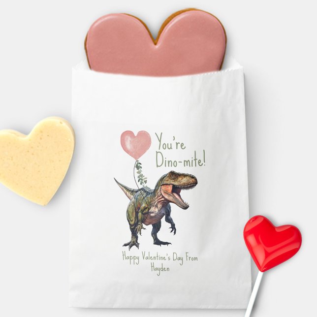 Dinosaur Dino-mite Classroom Valentine Photo Favour Bag (Creator Uploaded)