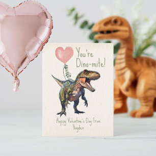 Dinosaur Dino-mite Classroom Valentine  Postcard