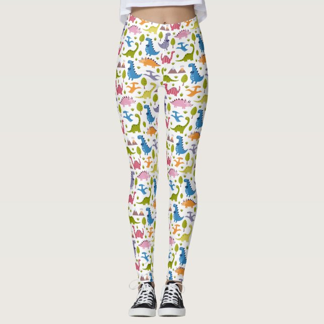 Dinosaur dino Paleontology paleontologist cute Leggings (Front)