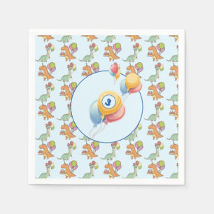 Dinosaur dino party kids birthday blue funny napkin