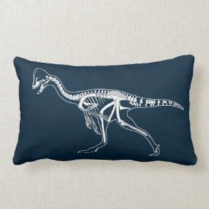 Dinosaur, Dino, Saurus Skeleton Illustration Lumbar Cushion