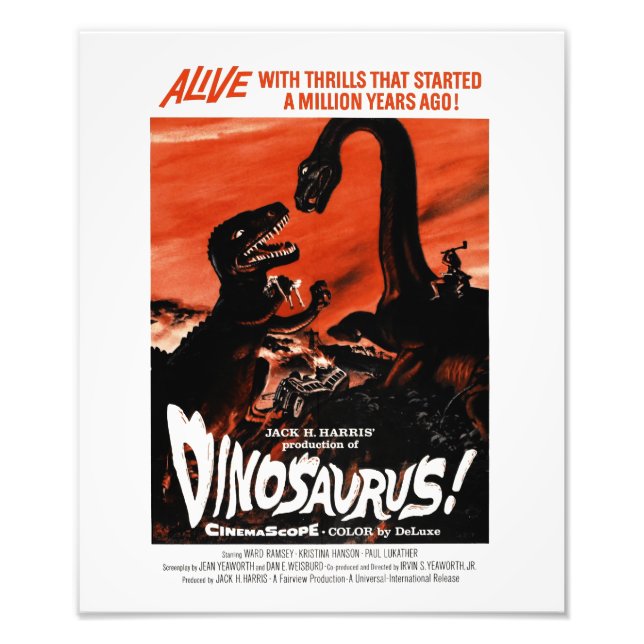 Dinosaur, Dino, Saurus Vintage Retro Cinema Photo Print (Front)