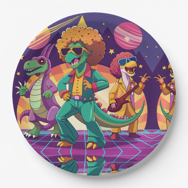 Dinosaur Disco Dig Foam Boards Paper Plate (Front)
