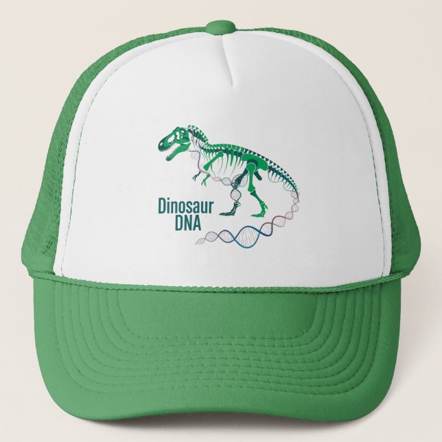 Dinosaur DNA Skeleton - Prehistoric Genetic Code Trucker Hat (Front)