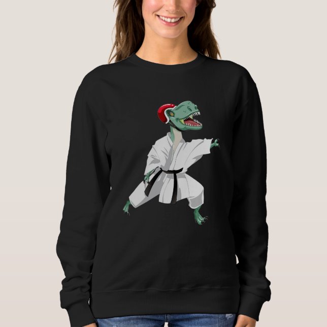 Dinosaur doing Karate Samurai Ninja Sweatshirt (Front)