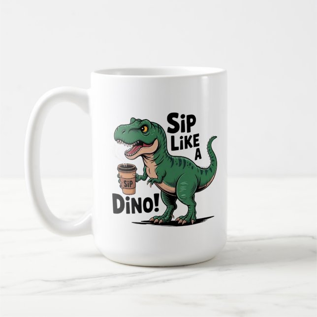 dinosaur drinking coffee mug (Left)