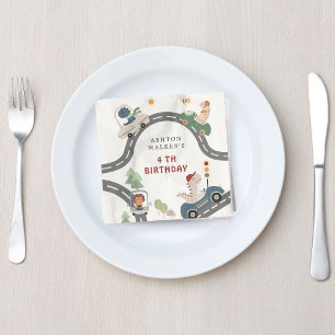 Dinosaur Driver Party Animals Kids Birthday Napkin