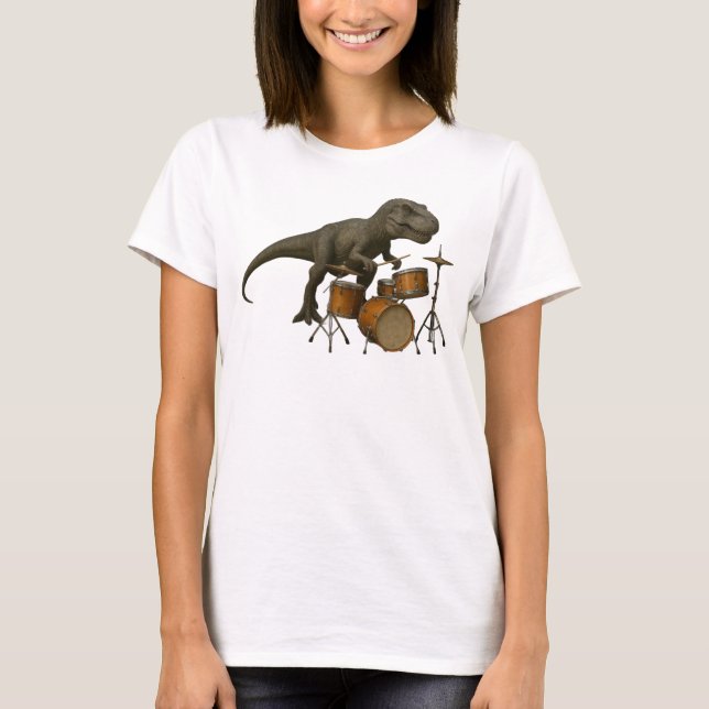 Dinosaur drumming women T-Shirt (Front)