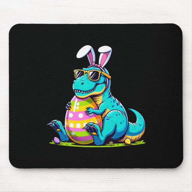 Dinosaur Easter Bunny Egg Happy Eastrawr T Rex Kid Mouse Pad (Front)