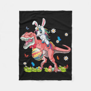 Dinosaur Easter Day Unicorn Riding T-rex Bunny Cos Fleece Blanket