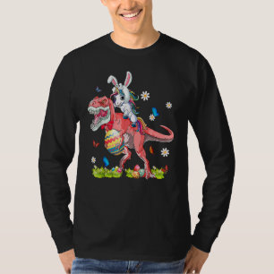 Dinosaur Easter Day Unicorn Riding T Rex Bunny Cos T-Shirt