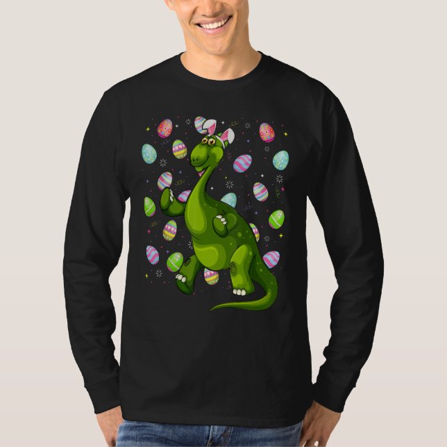 Dinosaur Easter Egg   Funny Brontosaurus Easter Su T-Shirt (Front)