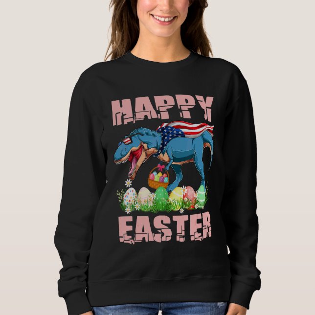 Dinosaur Easter Pyjamas T Rex Easter Eggs Boys Kid Sweatshirt (Front)