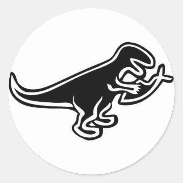 Dinosaur Eating Jesus Fish Classic Round Sticker (Front)