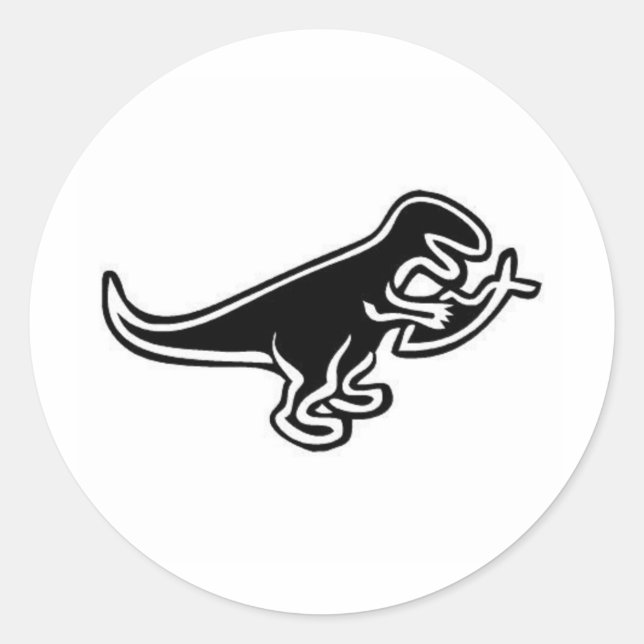 Dinosaur Eating Jesus Fish Classic Round Sticker (Front)