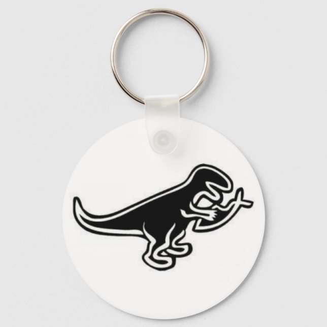 Dinosaur eating jesus fish key ring (Front)