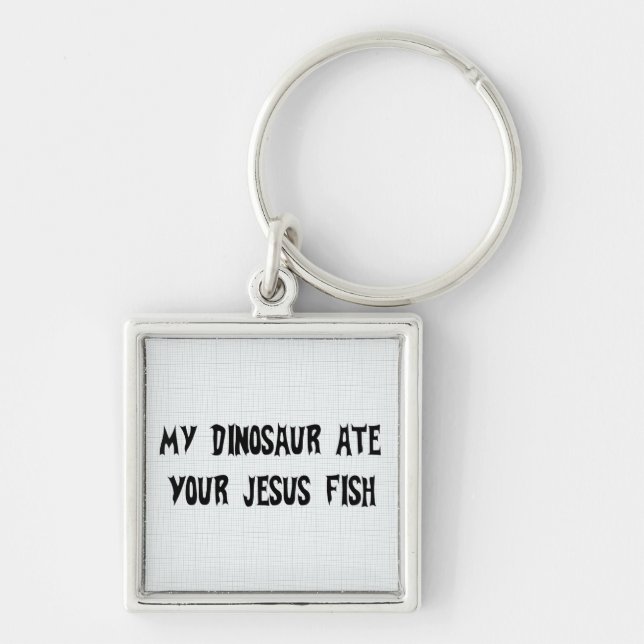 Dinosaur Eats Jesus Fish Key Ring (Front)