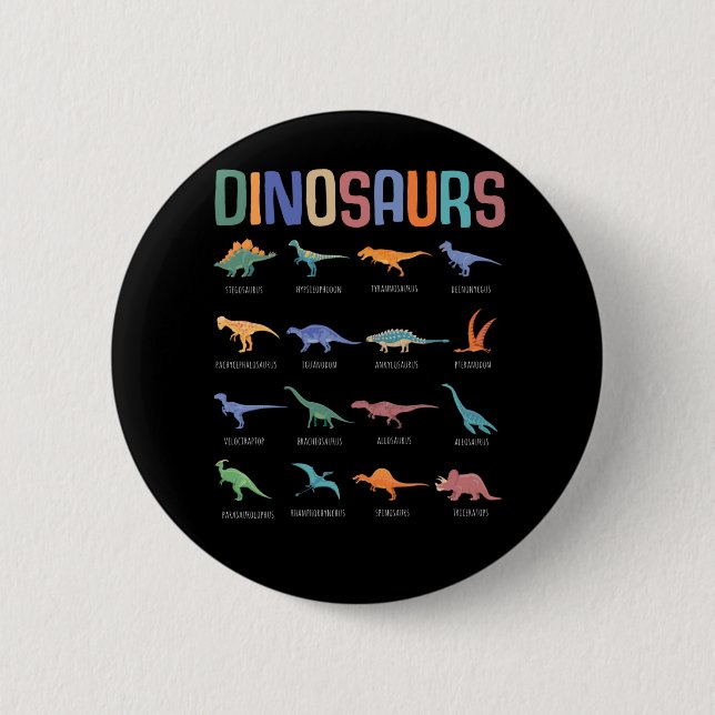 Dinosaur Education Triceratops Stegosaurus Trex 6 Cm Round Badge (Front)