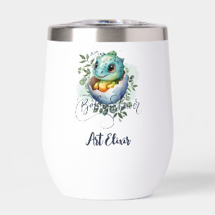 Dinosaur Egg Cute Watercolor Leaves Baby Shower