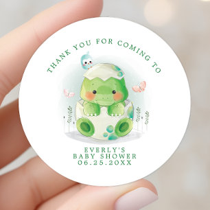 Dinosaur Egg Watercolor Baby Shower Thank You Classic Round Sticker
