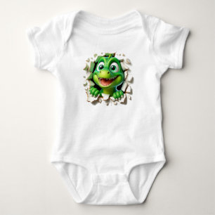 DINOSAUR EMMERGING FROM CRACK  BABY BODYSUIT