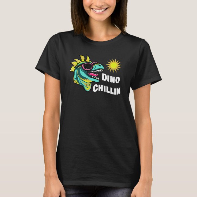 Dinosaur Enjoying The Sunshine In Sunglasses Fun R T-Shirt (Front)