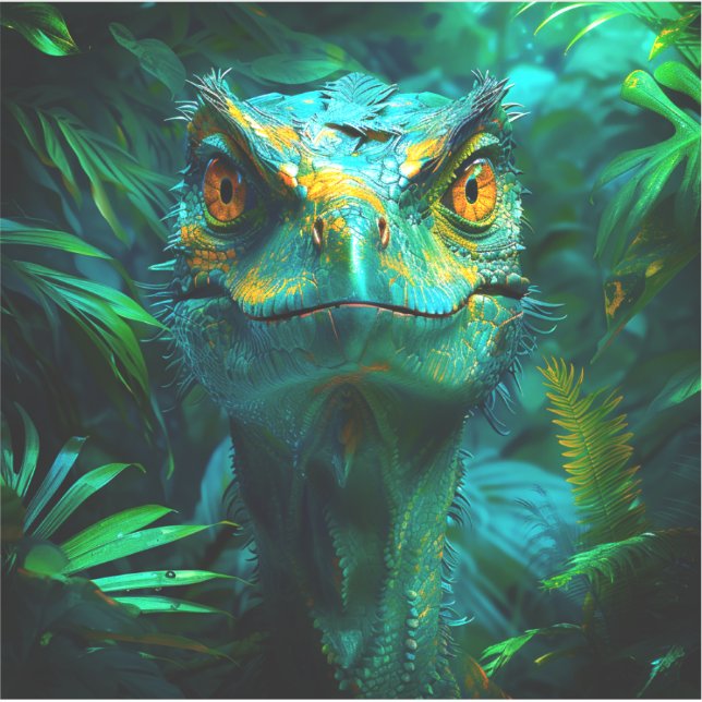 Dinosaur Face Striking Jungle Predator Portrait (Front)