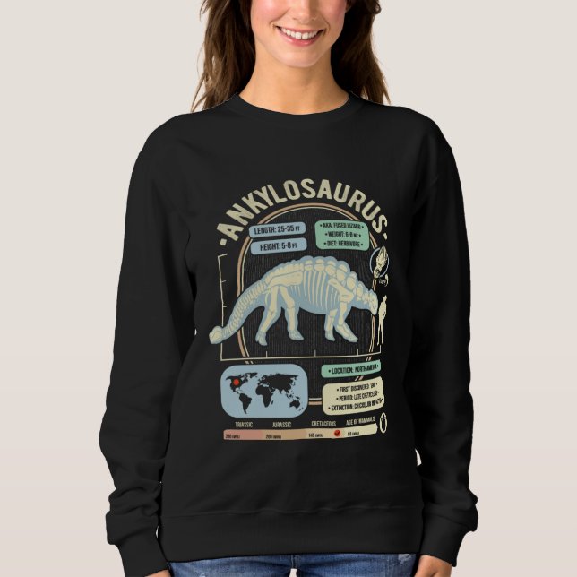 Dinosaur Facts Ankylosaurus Science & Anatomy Gift Sweatshirt (Front)