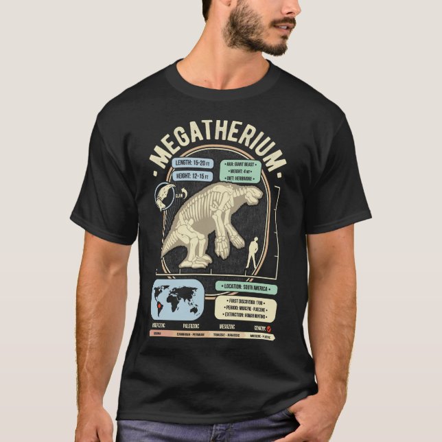 Dinosaur Facts - Megatherium Giant Sloth Science A T-Shirt (Front)