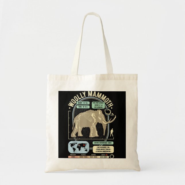 Dinosaur Facts - Woolly Mammoth Science ' Anatomy  Tote Bag (Front)