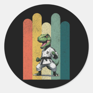 Dinosaur Fans Brave Karate Pride Courage Strength Classic Round Sticker