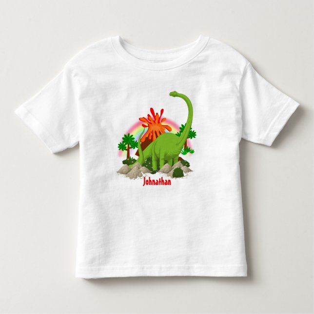 Dinosaur fantasy island DIY name volcano kids Toddler T-Shirt (Front)