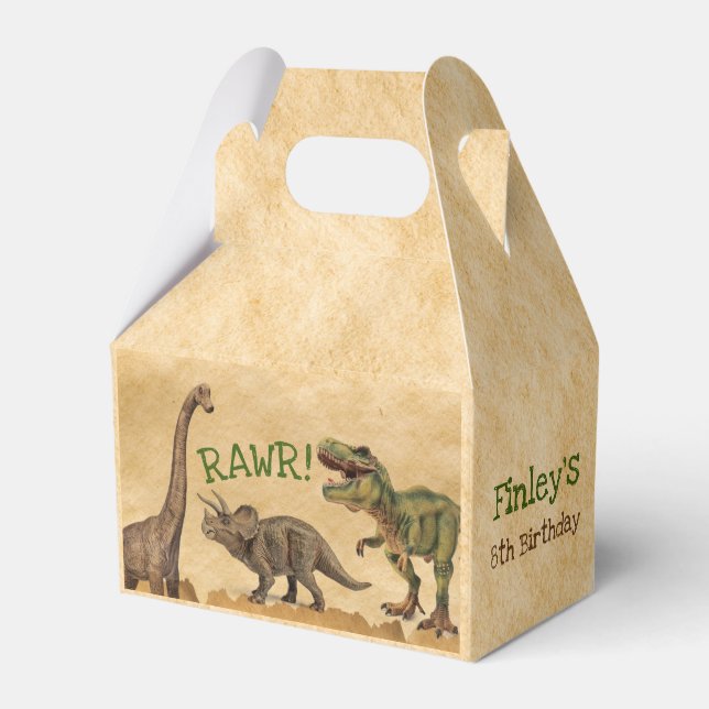 Dinosaur favour box, T-rex Birthday Party Favour Box (Front Side)
