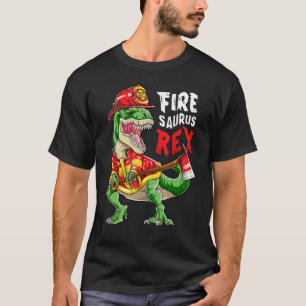Dinosaur Firefighter Thin Red Line Men T rex Firef T-Shirt