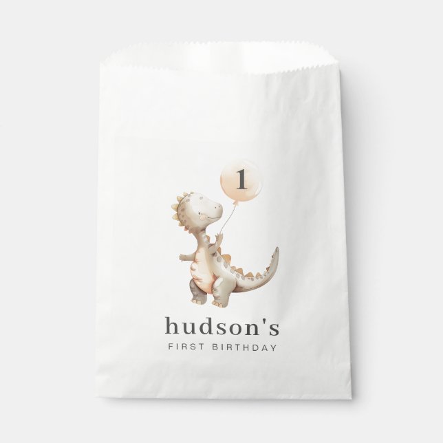 Dinosaur First Birthday Balloon Favour Bag (Front)