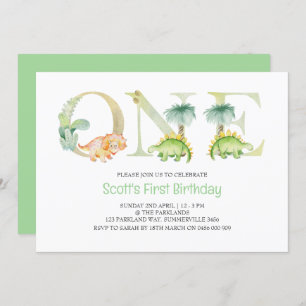 Dinosaur First Birthday Invitation