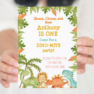 Dinosaur First Birthday Invitation Dinosaur Party